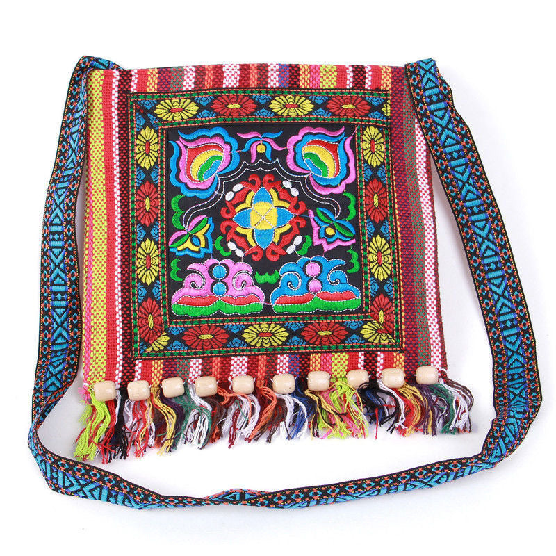 Classic Yunnan National Style Embroidered Tassel Crossbody Bags