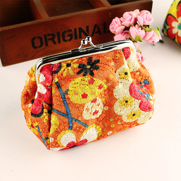 Women's Large Capacity Embroidery Fabric Hand Holding Coin Purses