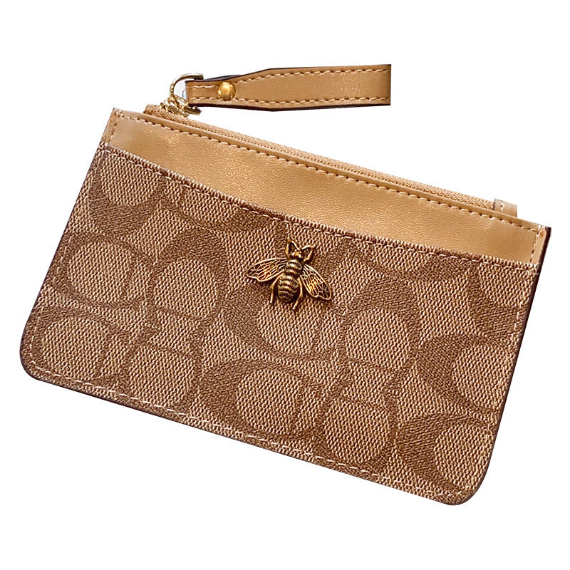 Women's Zipper Short Bank Driving License Leather Card Holder