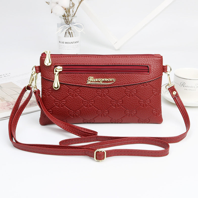 Women's Fashion Embossed Soft Material Mobile Bags