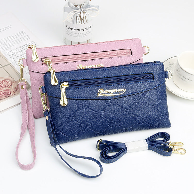 Women's Fashion Embossed Soft Material Mobile Bags