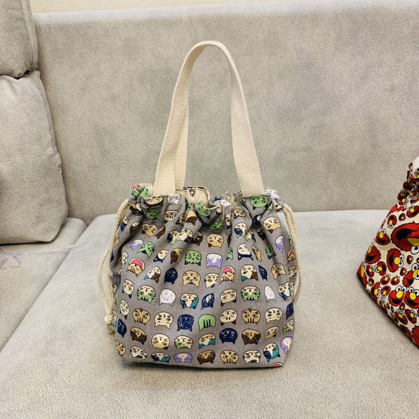 Style Lunch Box Drawstring Pull String Storage Bags