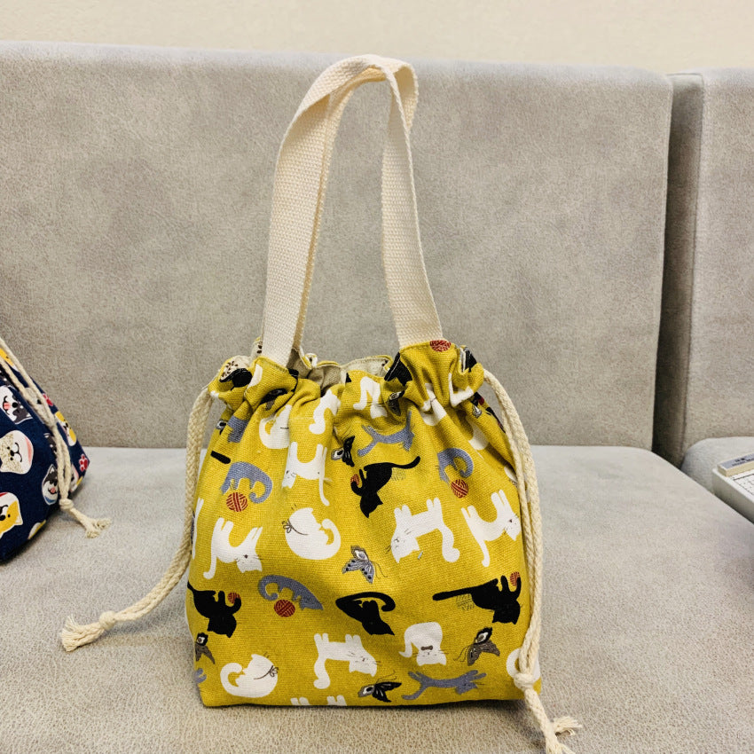 Style Lunch Box Drawstring Pull String Storage Bags