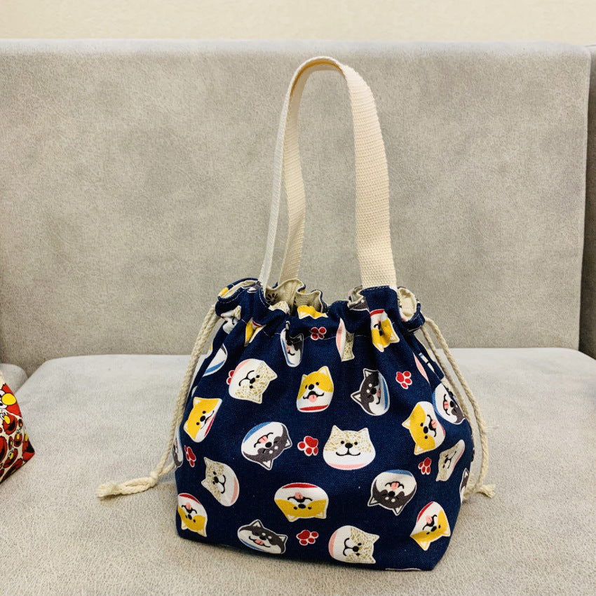 Style Lunch Box Drawstring Pull String Storage Bags