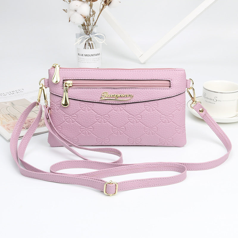 Women's Fashion Embossed Soft Material Mobile Bags