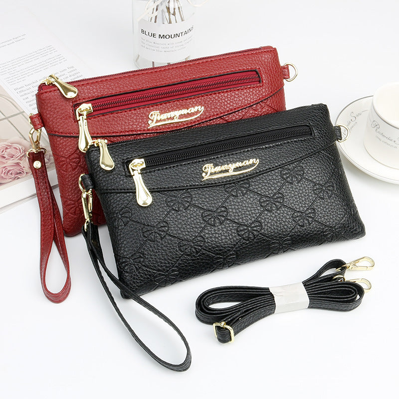 Women's Fashion Embossed Soft Material Mobile Bags