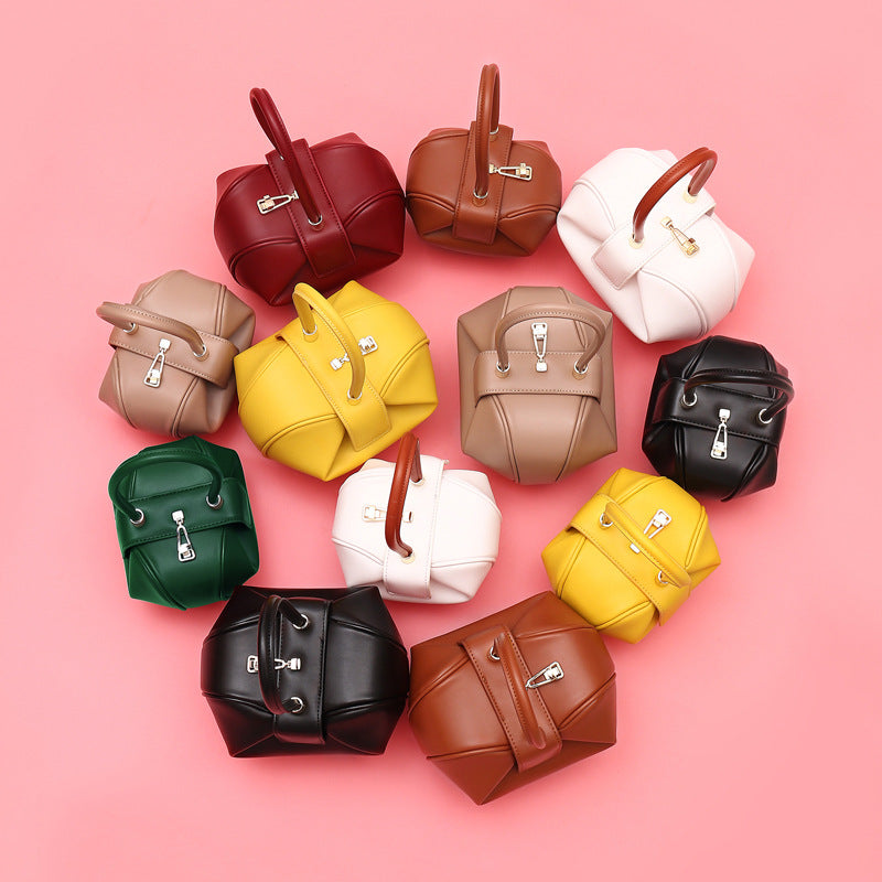 Women's Versatile Design Vintage Wonton Dumpling Genuine Handbags