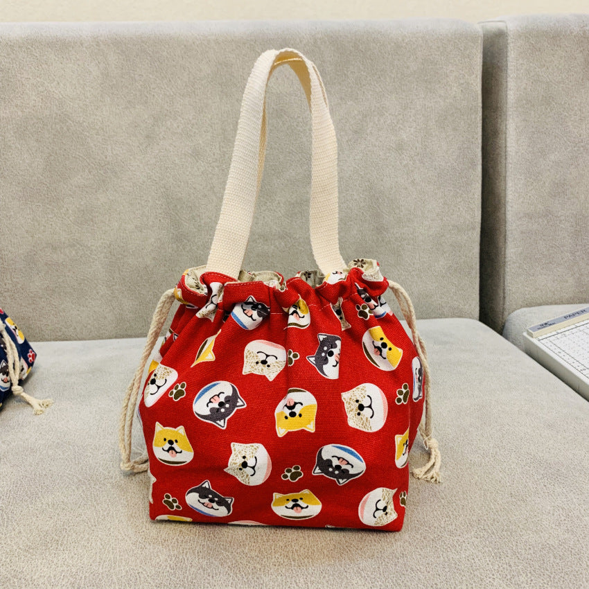Style Lunch Box Drawstring Pull String Storage Bags