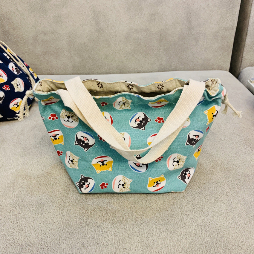 Style Lunch Box Drawstring Pull String Storage Bags