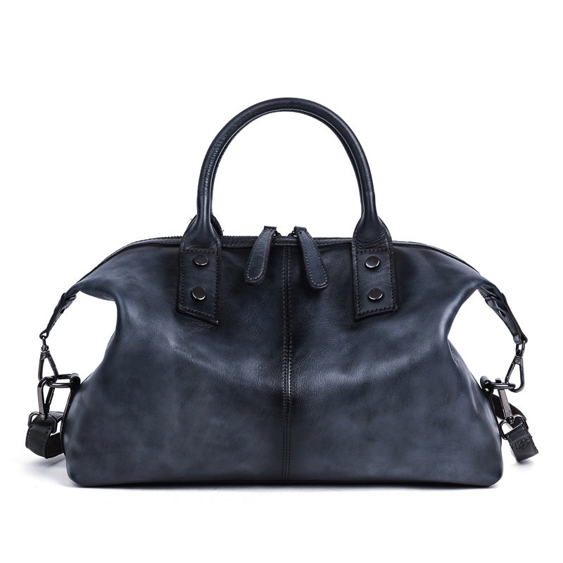 Women's Retro First Layer Cowhide Brushed Large Handbags