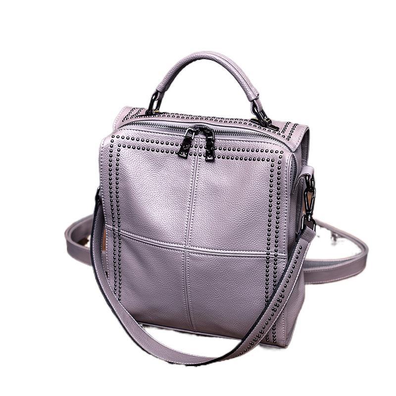 Women's Korean Style Fashion Versatile Genuine Leather Backpacks