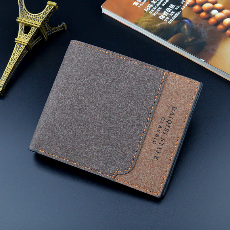 Men's Color Contrast Thin Frosted Large Capacity Men's Wallets