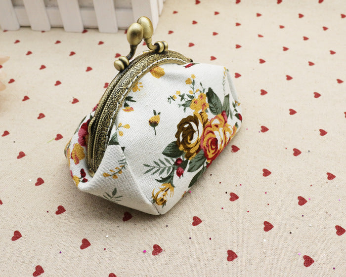 Canvas Fabric Creative Hand Holding Frame Coin Purses