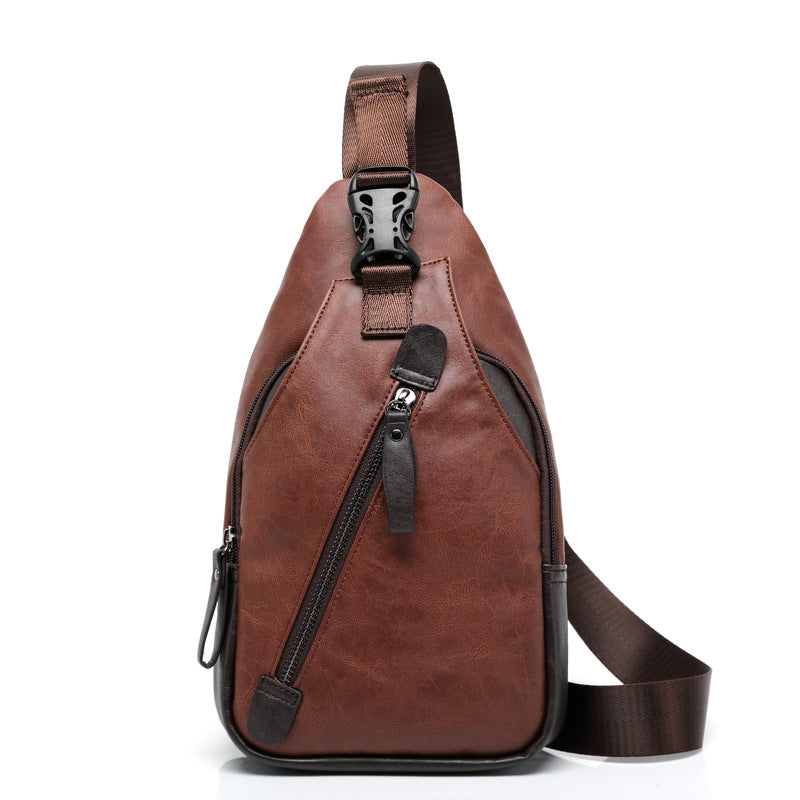 Men's Korean Leather Fashion Trendy Boys Pannier Men's Chest Bags
