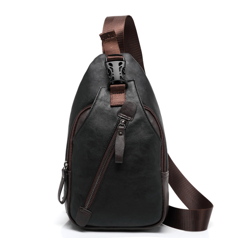Men's Korean Leather Fashion Trendy Boys Pannier Men's Chest Bags