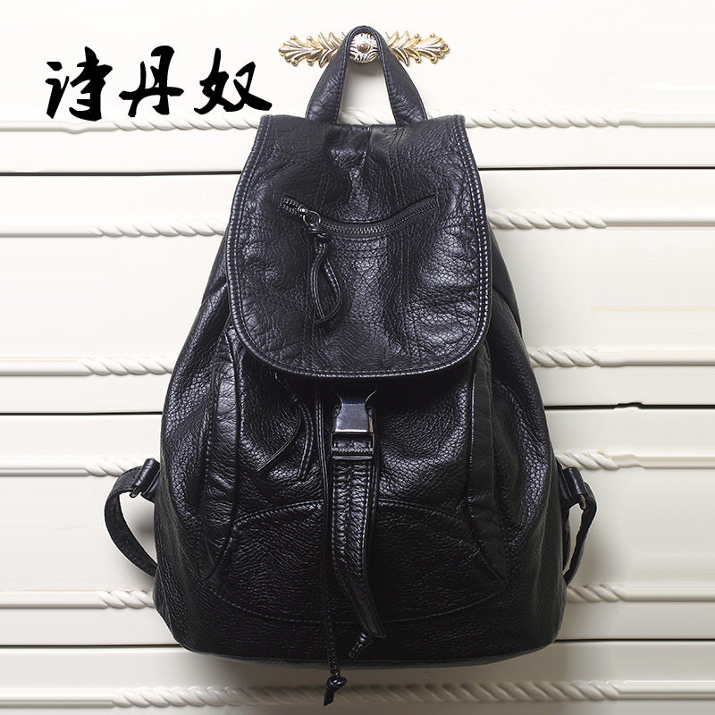 Women's Korean Style Washed Sheep Pattern Large Backpacks