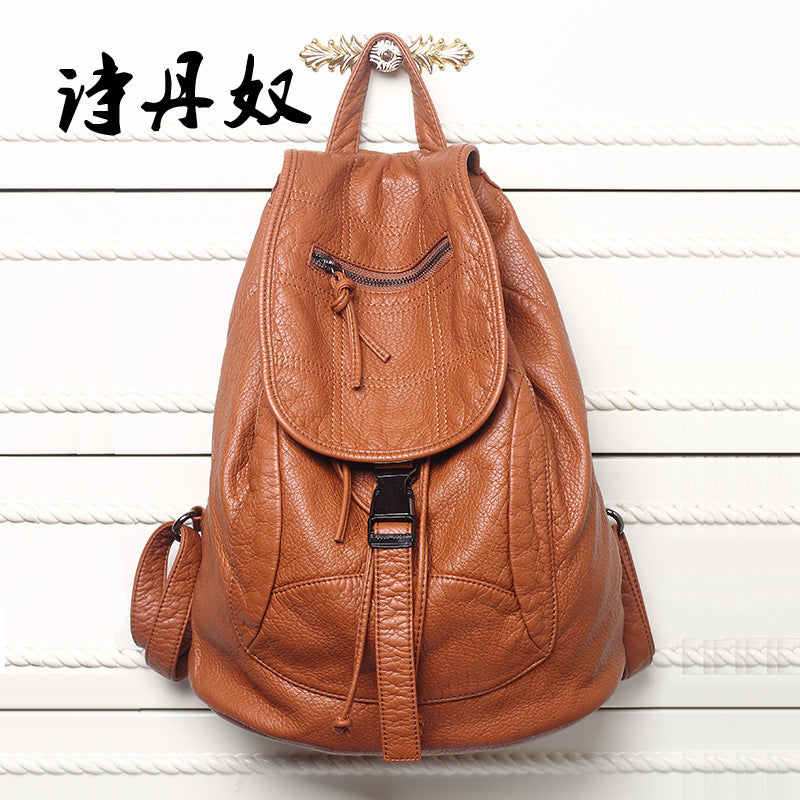 Women's Korean Style Washed Sheep Pattern Large Backpacks