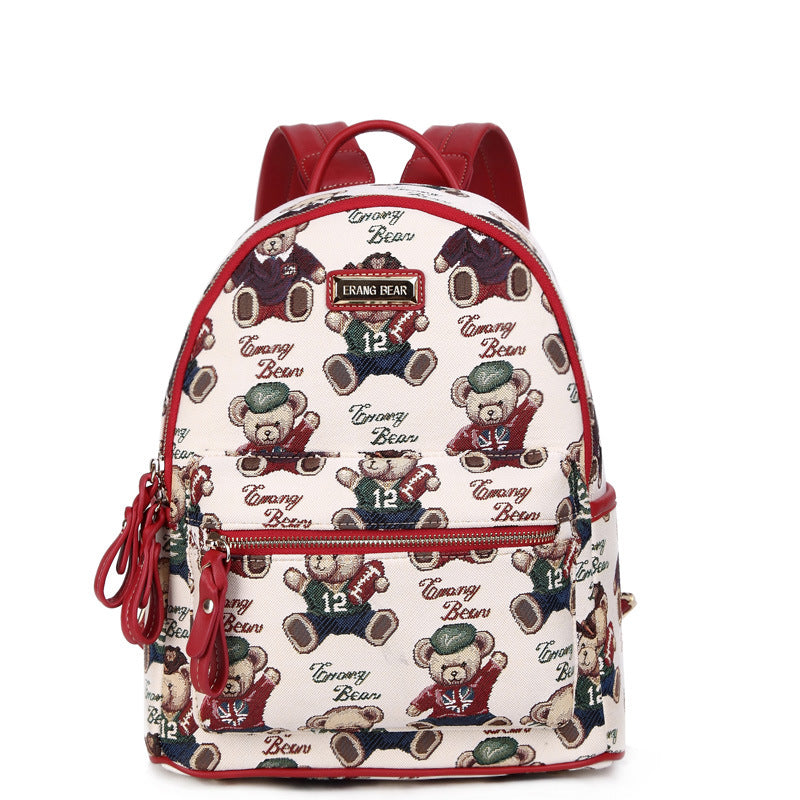 Women's Bear Attachment Figured Cloth Mini Backpacks