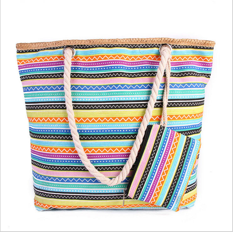 Women's Beach Colorful Large Capacity Canvas Portable Strap Women's Shoulder Bag