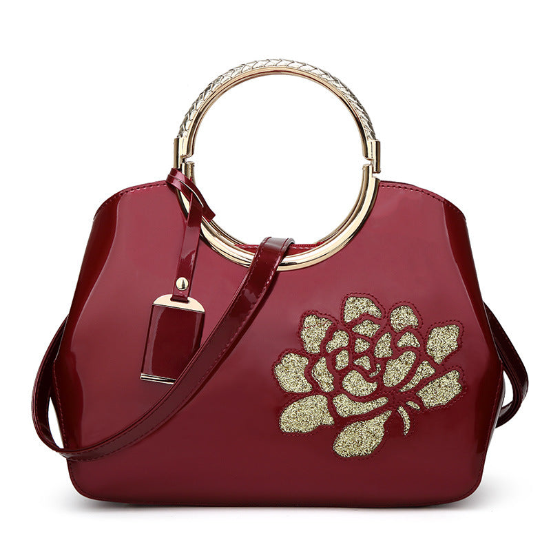 Women's Fashion Patent Leather Portable Glossy Shell Handbags