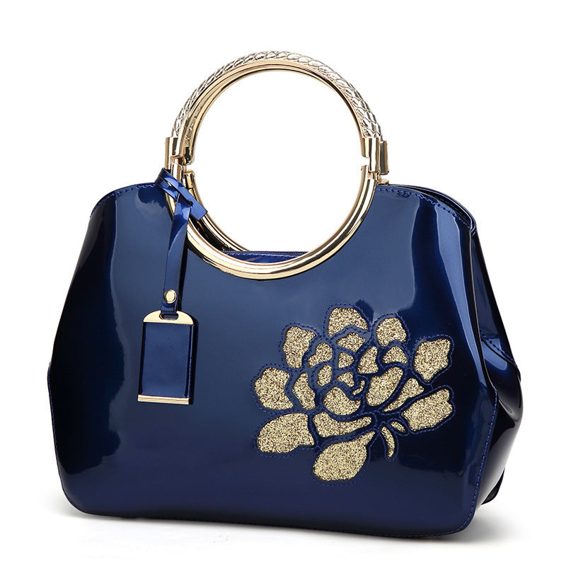Women's Fashion Patent Leather Portable Glossy Shell Handbags