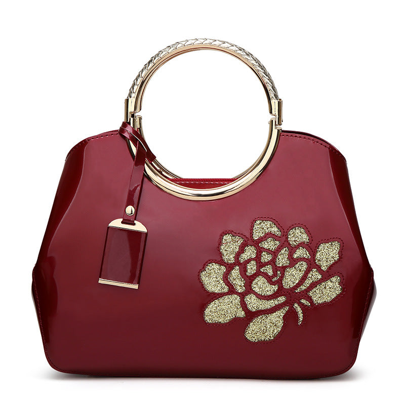Women's Fashion Patent Leather Portable Glossy Shell Handbags
