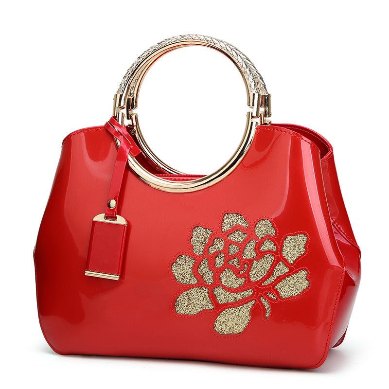 Women's Fashion Patent Leather Portable Glossy Shell Handbags