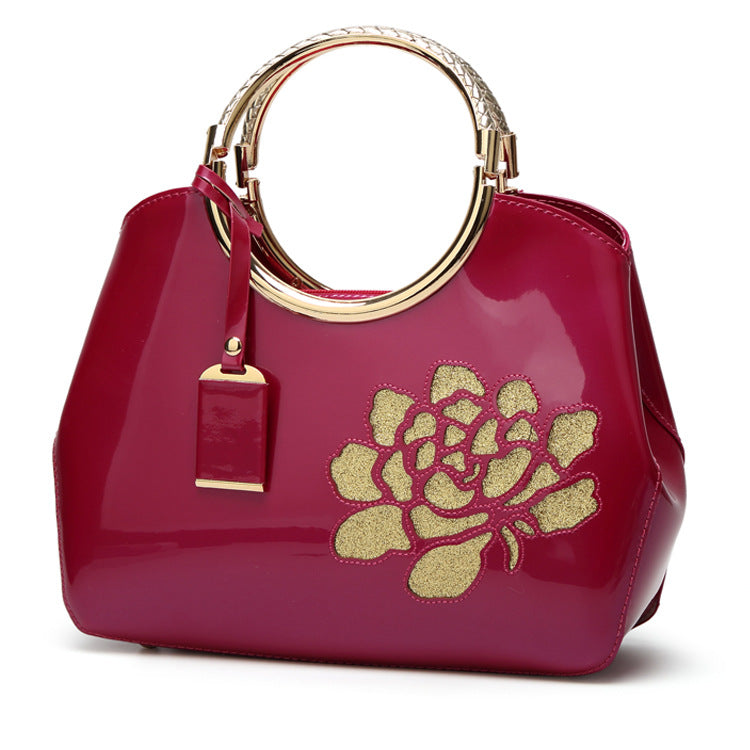 Women's Fashion Patent Leather Portable Glossy Shell Handbags