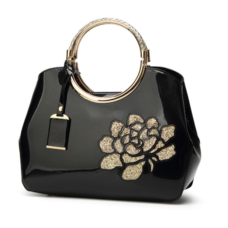Women's Fashion Patent Leather Portable Glossy Shell Handbags