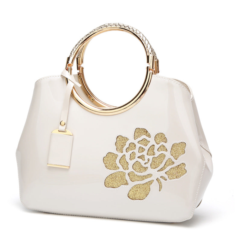 Women's Fashion Patent Leather Portable Glossy Shell Handbags