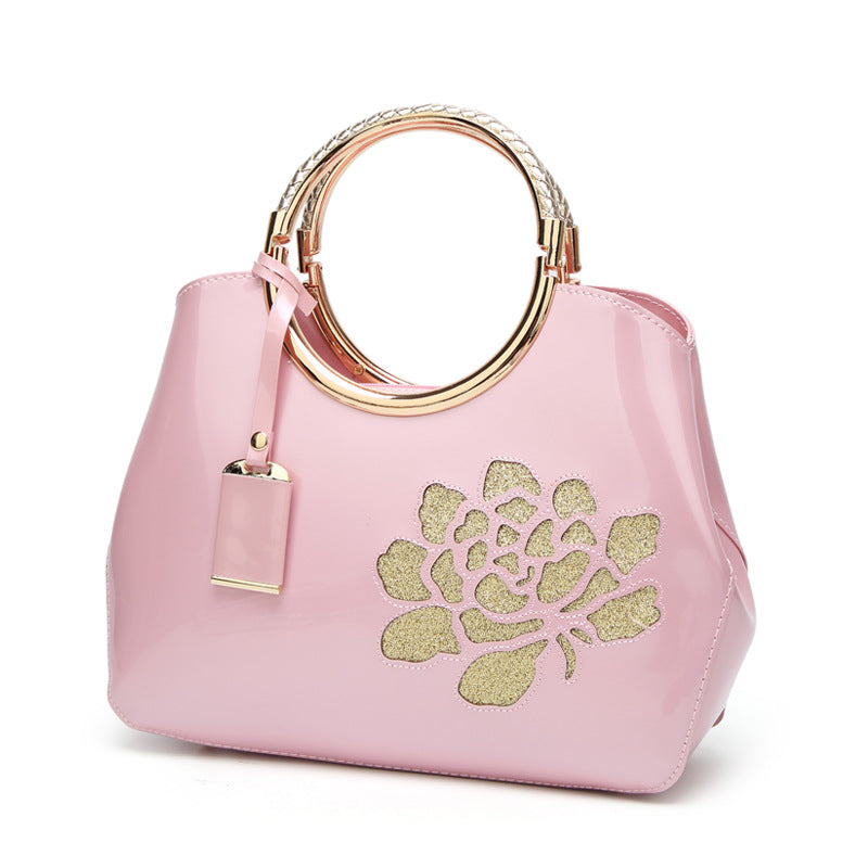 Women's Fashion Patent Leather Portable Glossy Shell Handbags
