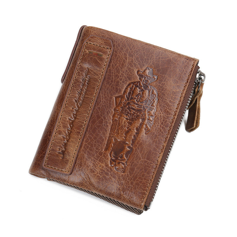 Men's Genuine Leather Enterprise Crazy Horse Double Men's Wallets