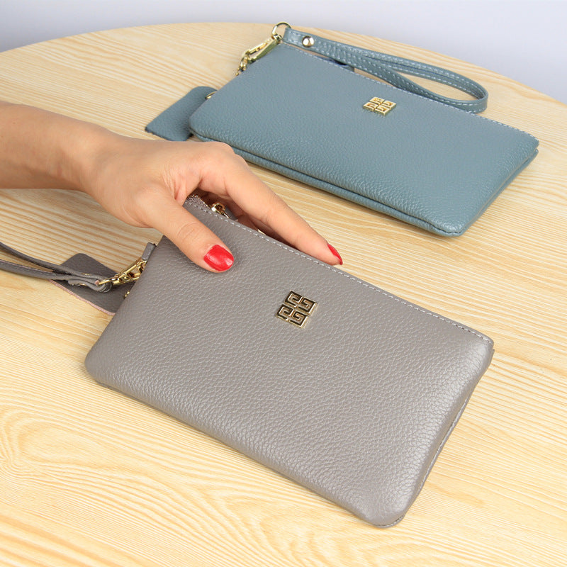 Women's Layer Leather Simple Long Zipper Large Bill Genuine Ladies Wallets