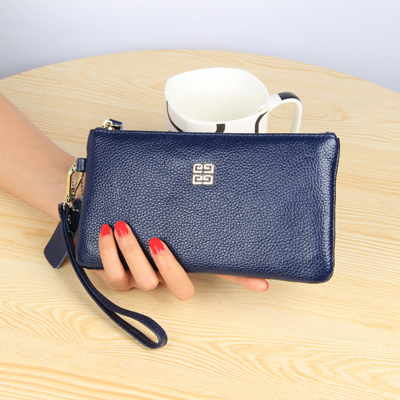 Women's Layer Leather Simple Long Zipper Large Bill Genuine Ladies Wallets