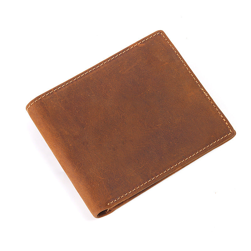Men's Crazy Horse First Layer Cowhide Leather Business Horizontal Men's Wallets