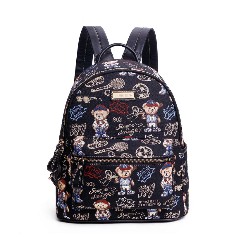 Women's Bear Attachment Figured Cloth Mini Backpacks