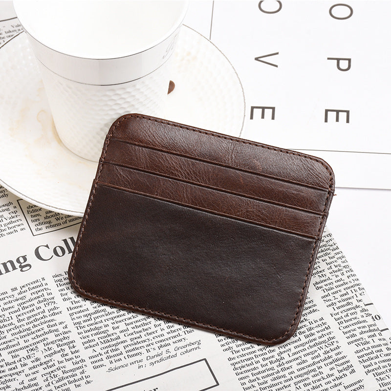 Women's & Men's Oil Wax Leather Mini Lightweight Handmade Retro Card Holder