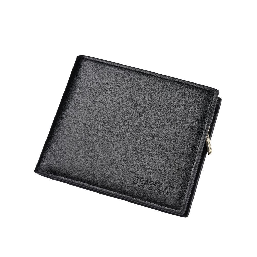 Men's Short Korean Business Multi Slots Zipper Trifold Men's Wallet