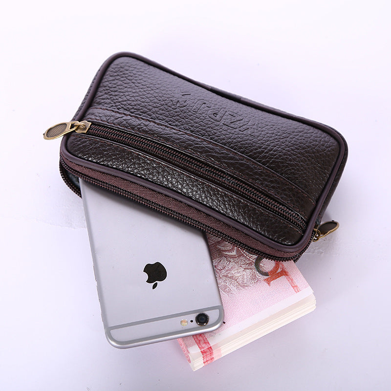 Men's First Layer Cowhide Stall Clutch Men's Waist Packs