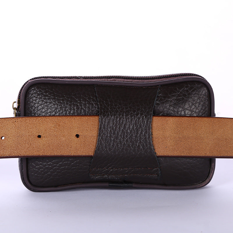 Men's First Layer Cowhide Stall Clutch Men's Waist Packs