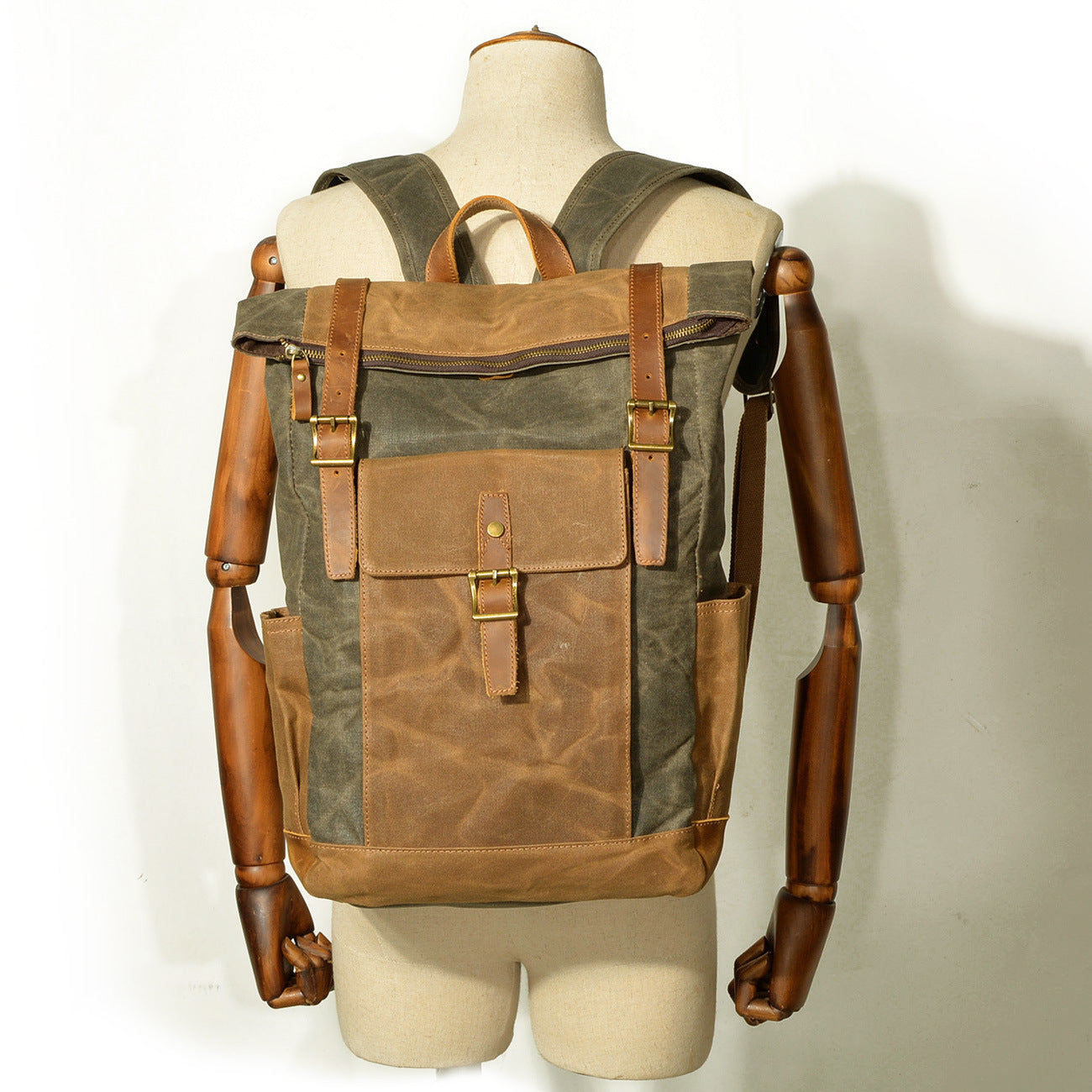 Men's Cloth Oil Wax Leisure Large Capacity Waterproof Backpacks