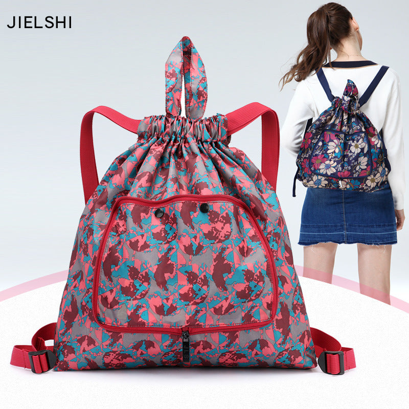 Women's Drawstring Simple Waterproof Folding Buggy Backpacks