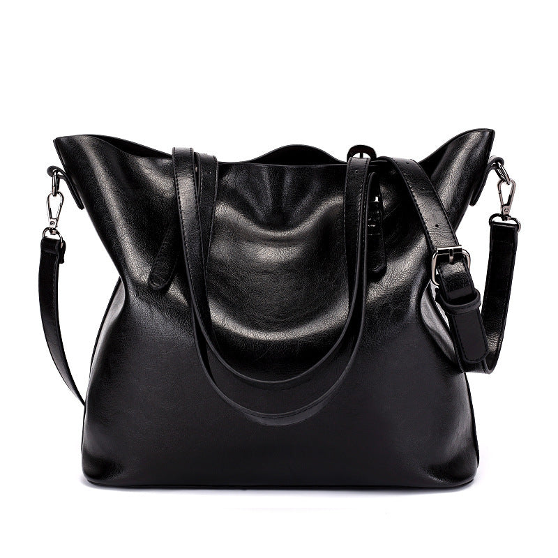 Women's Oil Wax Leather Big Large Capacity Shoulder Bags