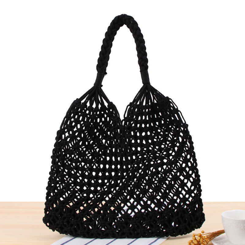 Women's Mori Style Straw Degrees Handmade Cotton Shoulder Bags