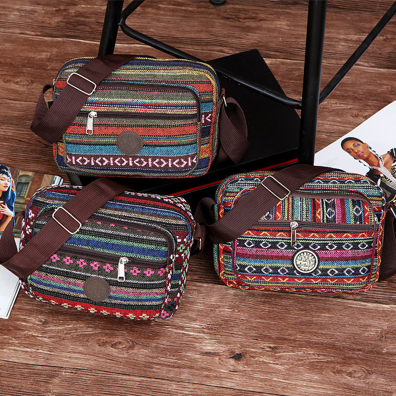Women's Fashion Canvas Ethnic Style Large Capacity Crossbody Bags