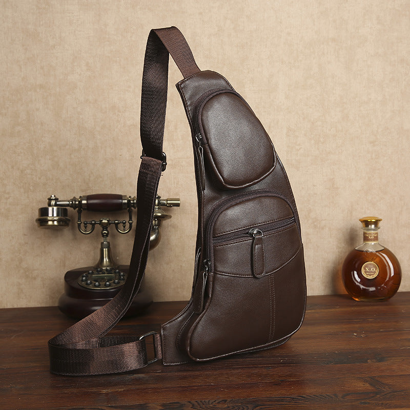 Graceful Men's Comfortable Trendy Close-fitting Leather Men's Chest Bags