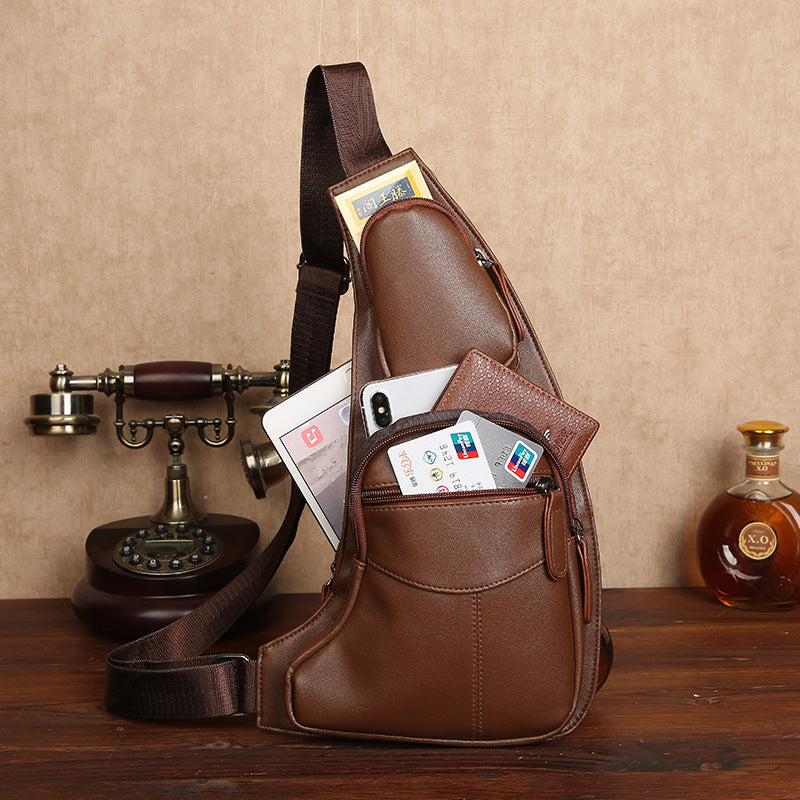 Graceful Men's Comfortable Trendy Close-fitting Leather Men's Chest Bags