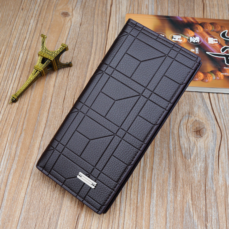 Men's Long Type Fashion Embossing Vertical Open Suit Men's Wallets