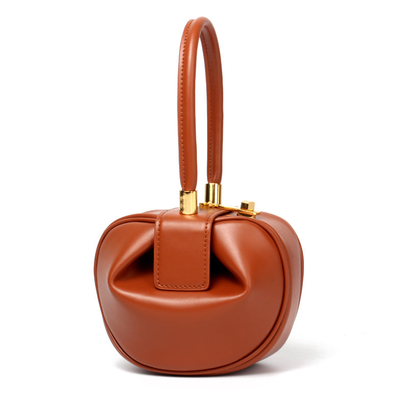 Women's Versatile Design Vintage Wonton Dumpling Genuine Handbags