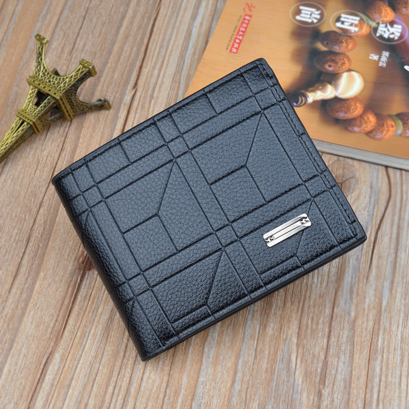 Men's Green Fashion Plaid Horizontal Soft Leather Large Capacity Multiple Men's Wallet